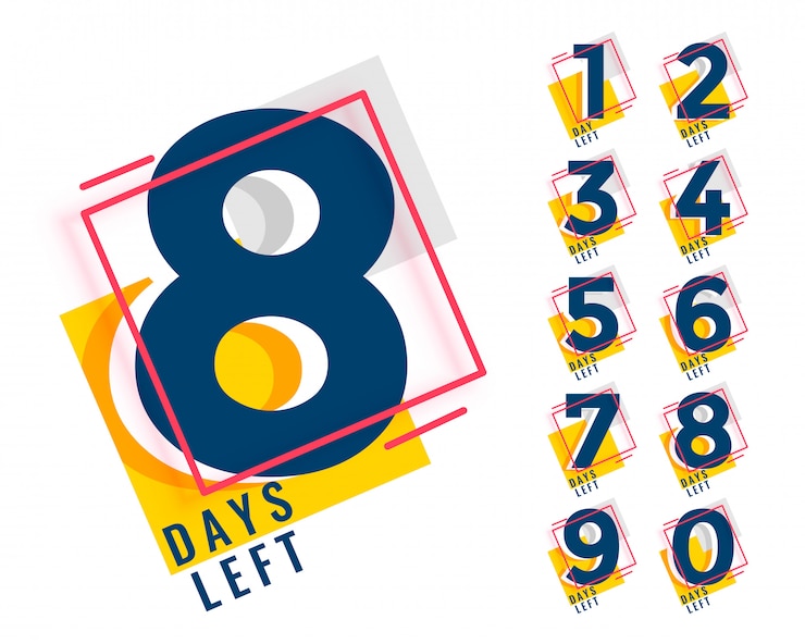 Free Vector number of days left counter in memphis style