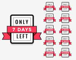 Free vector number of days left label or badge design for sale promotion