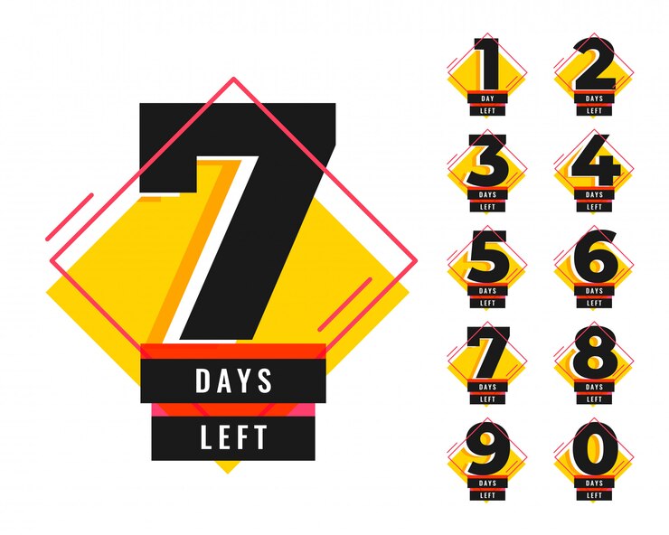 Free Vector number of days left promotional template banner