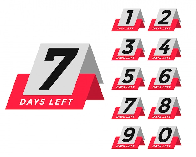 Free vector number of days left template in tag style