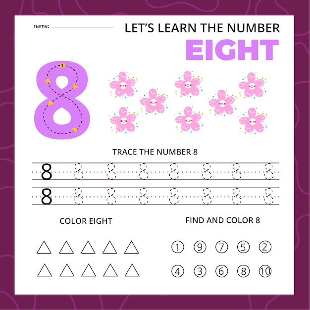 Number eight worksheet for kids