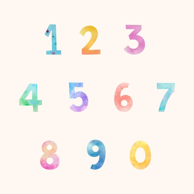 Free vector number font set illustration vector