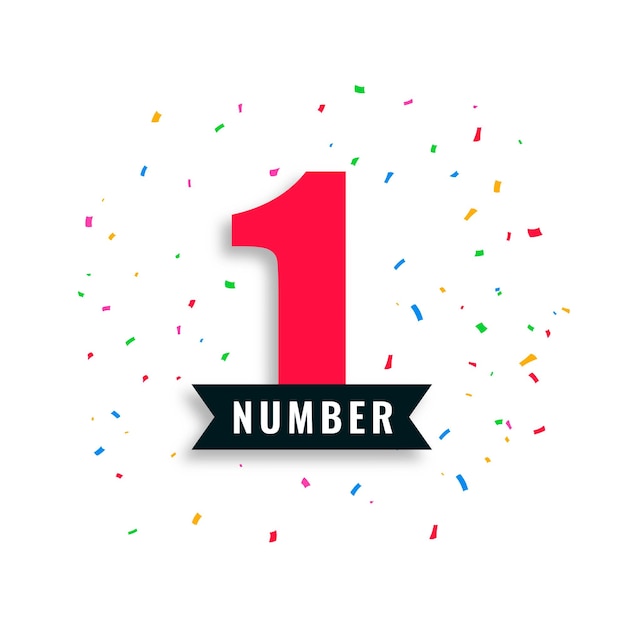 Free vector number one or 1 sign celebration template with confetti vector