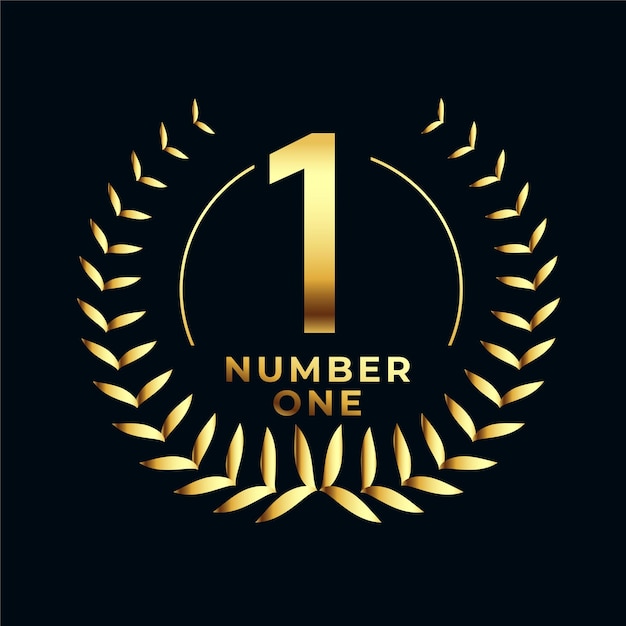 Free vector number one golden label with leaves wreath