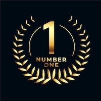 Number one golden label with leaves wreath