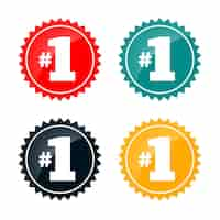 Free vector number one label badges in four colors