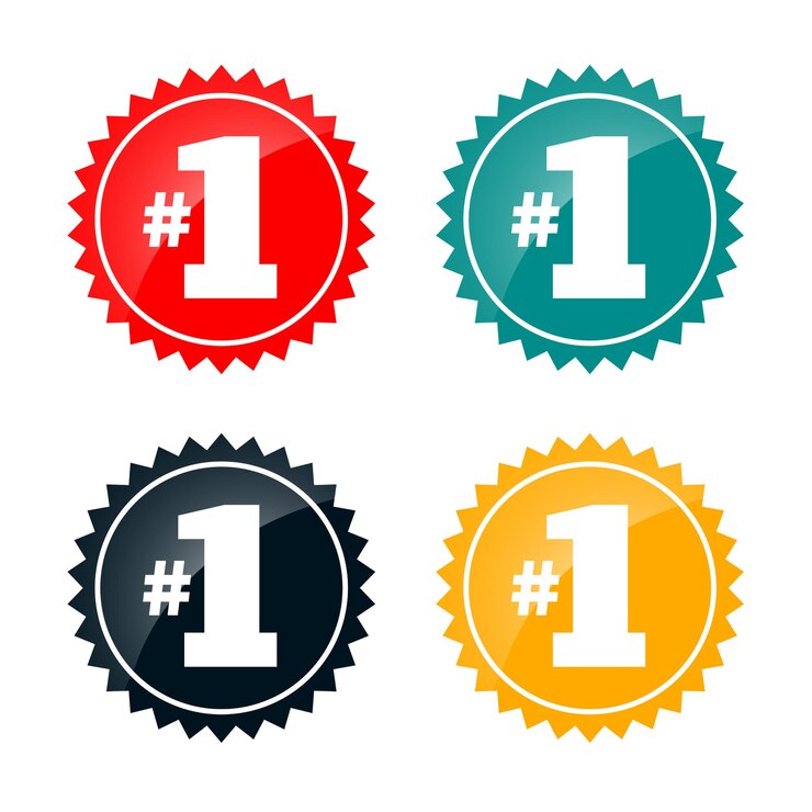 Free Vector number one label badges in four colors