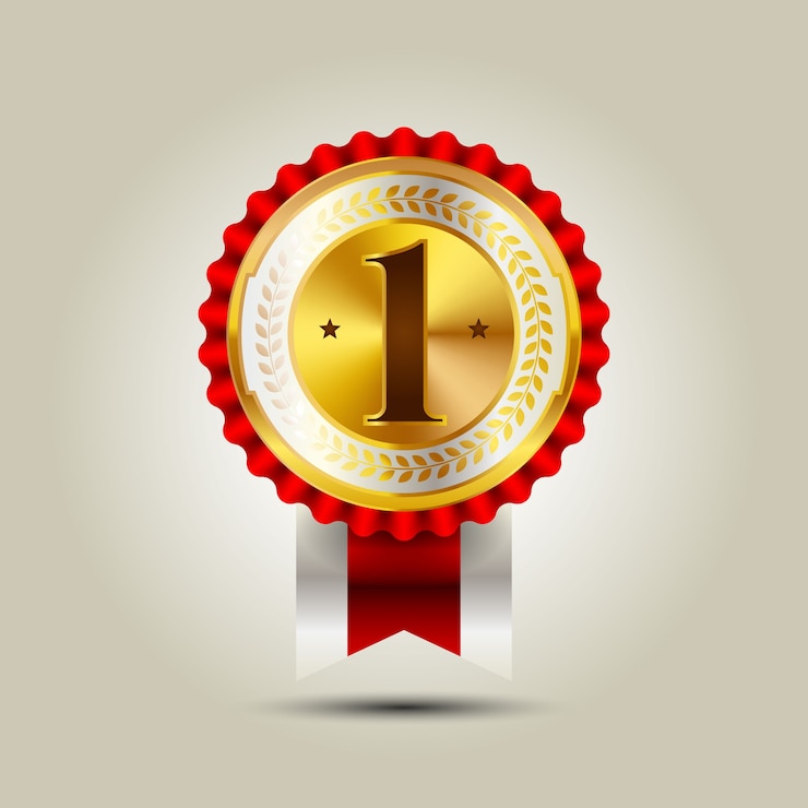 Free Vector number one leadership business golden badge
