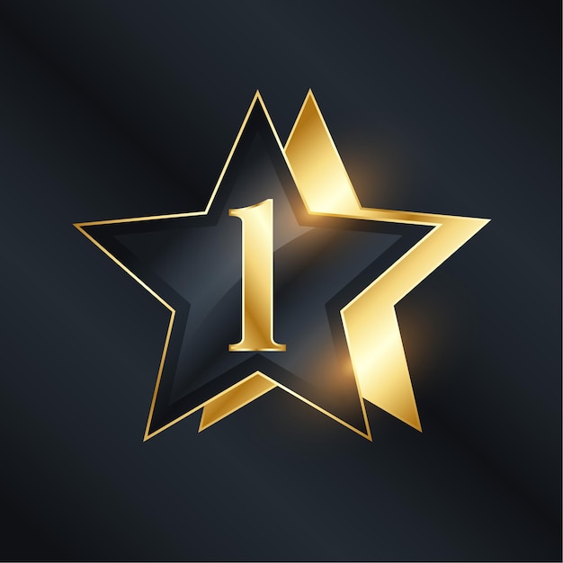 Free vector number one star label in golden color