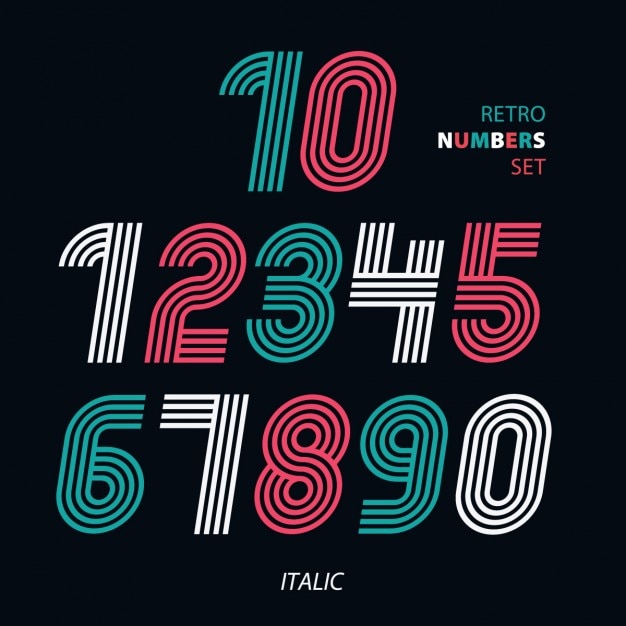 Numbers in italics , retro style