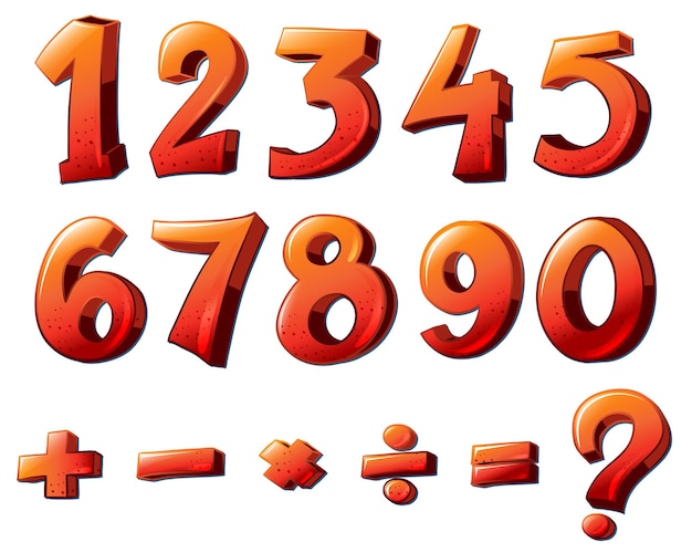 Free vector numbers and mathematical symbols