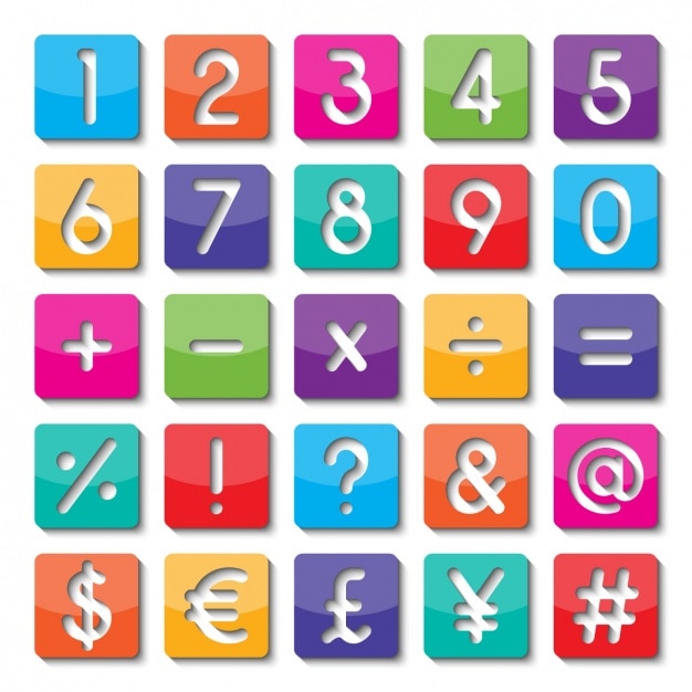 Numbers and symbols of colors