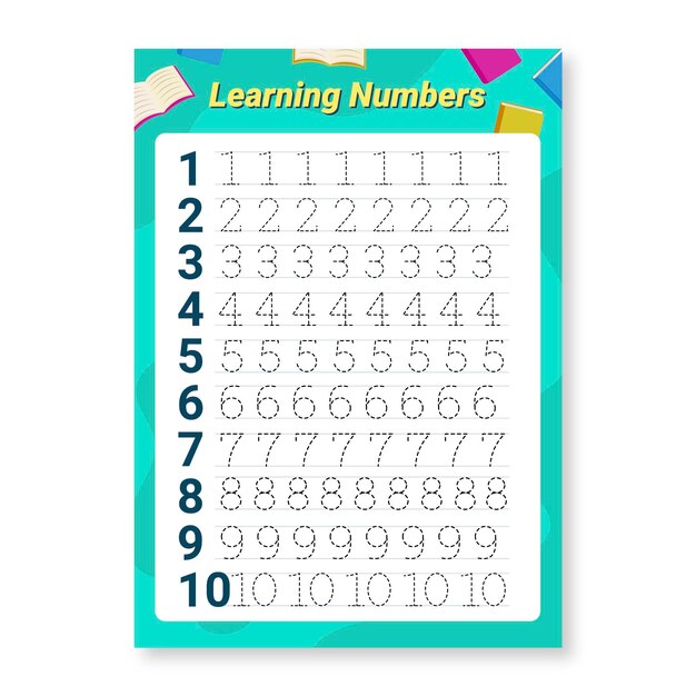 Numbers tracing template