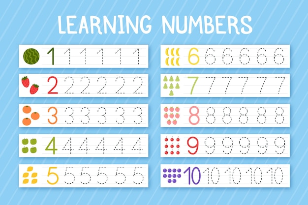 Numbers tracing template