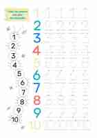 Free vector numbers tracing template