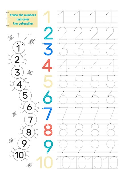 Numbers tracing template