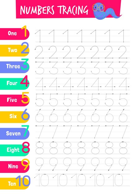 Numbers tracing template