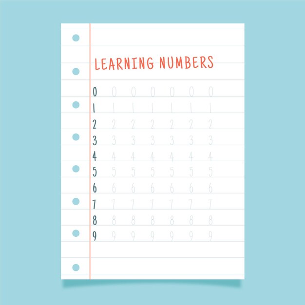 Numbers tracing template