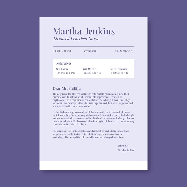 Nurse cover letter template