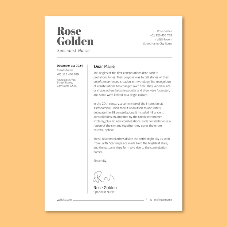 Free Vector nurse cover letter template