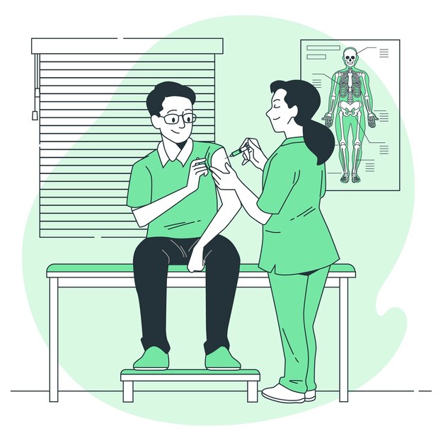 Nurse putting an injection concept illustration