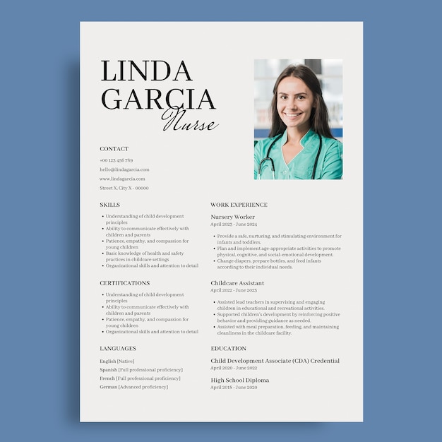 Free vector nurse  resume template design