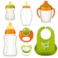 Free vector nurser baby bottles collection