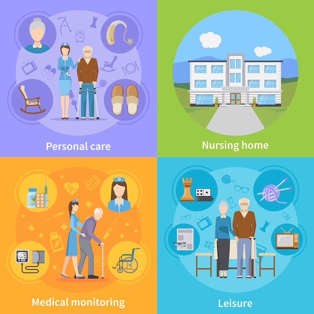 Free vector nursing home elements and characters