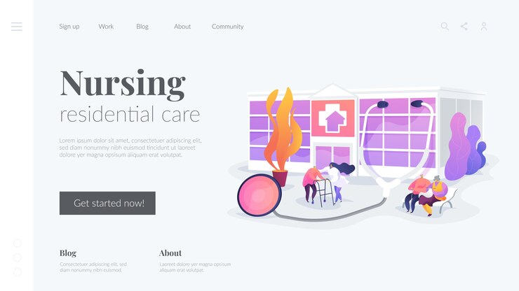 Free Vector nursing residential cure landing page template