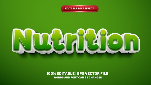 Nutrition editable text effect comic cartoon games style Premium Vector