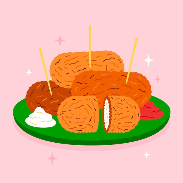 Free vector nutritious traditional croquetas illustration