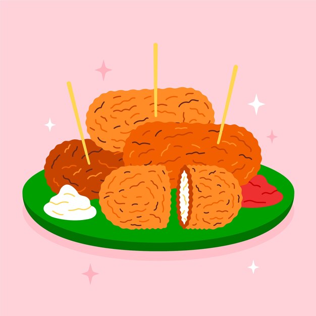 Nutritious traditional croquetas illustration