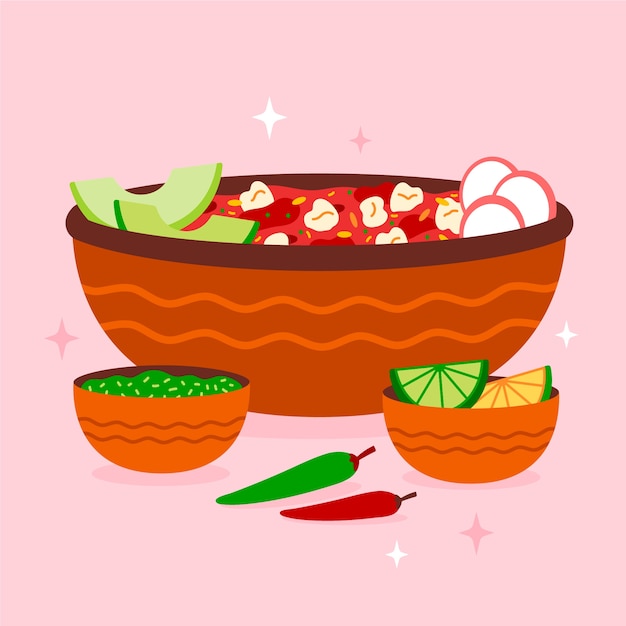 Free vector nutritious traditional pozole illustration