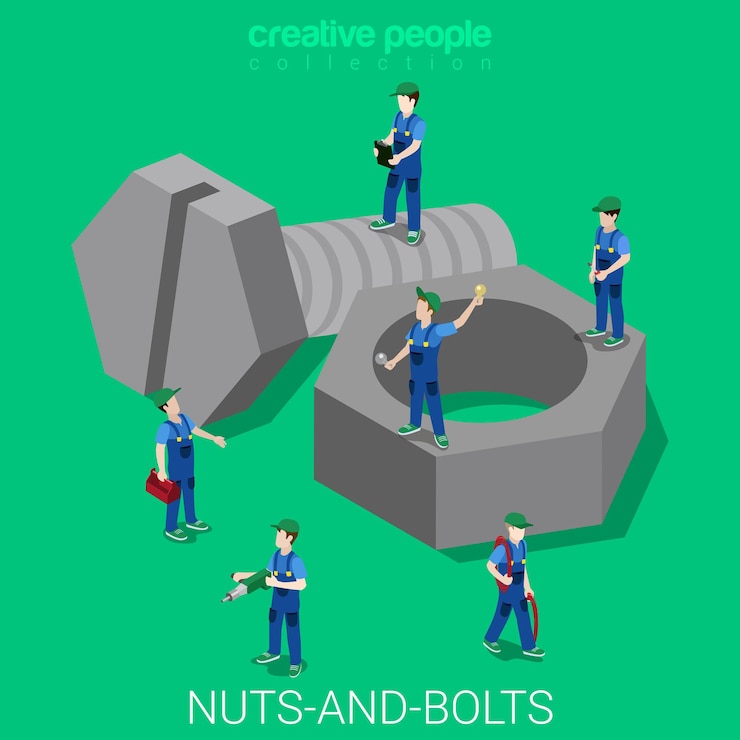 Free Vector nuts-and-bolts flat isometric