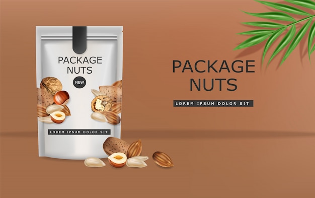 Download Premium Vector Nuts Realistic Mock Up Greek Walnuts Almonds And Hazelnuts 3d Detailed Design Packages