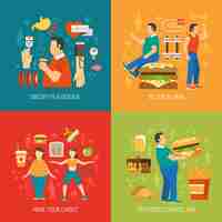 Free vector obesity concept flat