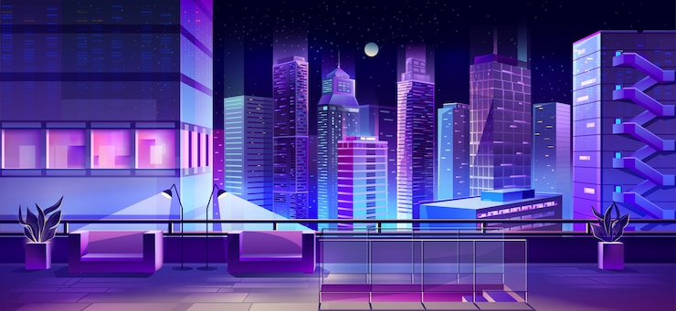 Free Vector observation desk on city building roof vector