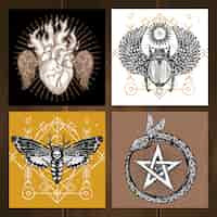 Free vector occult tattoo set