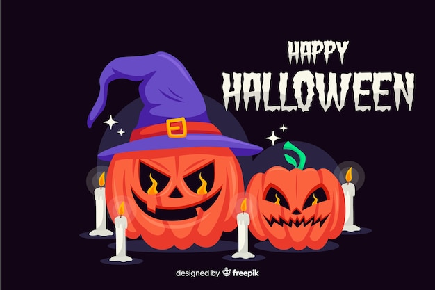 Occultist pumpkins with candles background