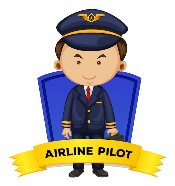 Occupation wordcard with airline pilot