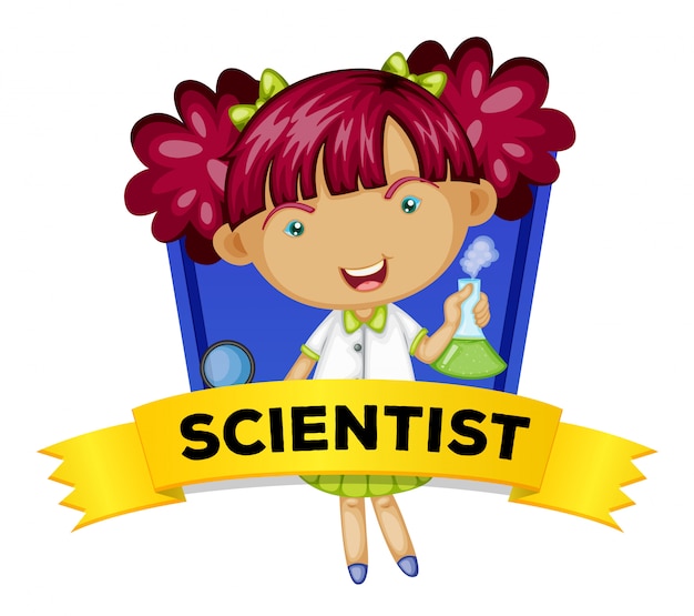 Occupation wordcard with female scientist