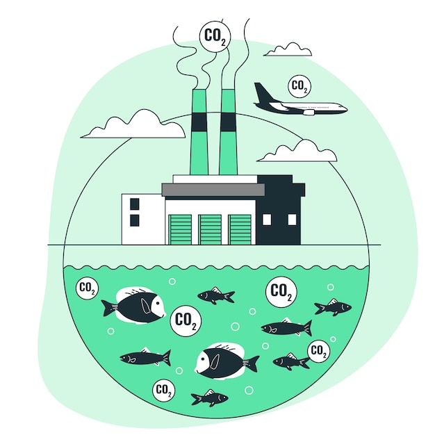 Ocean acidification concept illustration