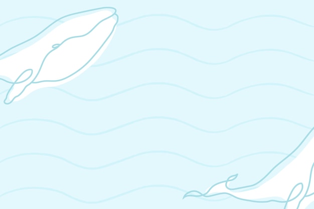 Free vector ocean background, line art whale design vector