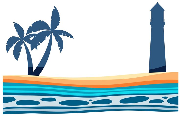 मुफ़्त वेक्टर ocean beach in flat style
