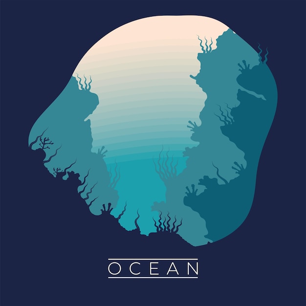 Бесплатное векторное изображение Океанская надпись под водой