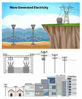 無料ベクター 水中タービンによる海洋発電