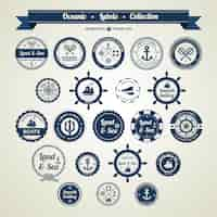 Free vector ocean and sea nautical badges