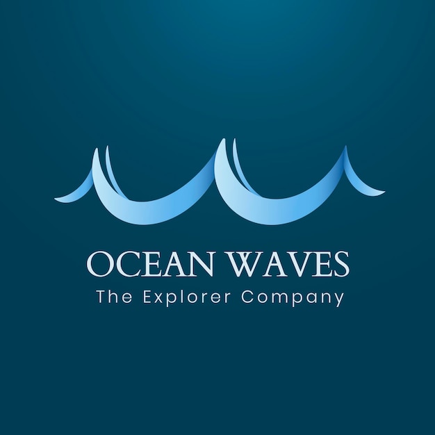 Ocean wave logo template, travel business, animated water graphic vector