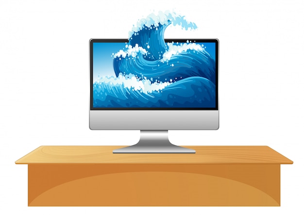 Ocean waves on computer desktop