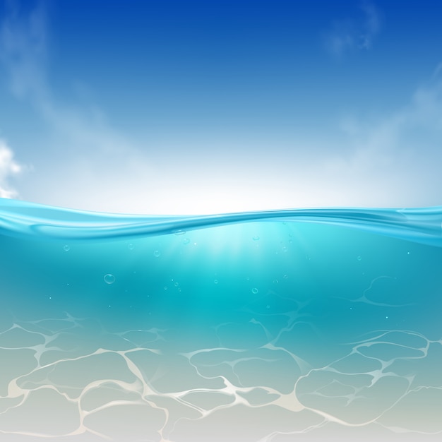 Free vector oceanic wave, sea water column realistic background